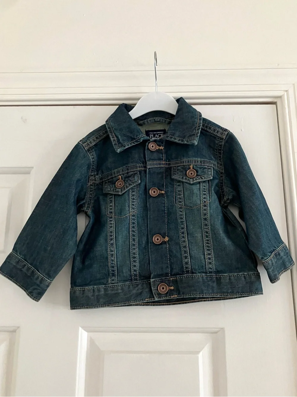The children’s place dark wash whimsical denim jean jacket-size 9-12m